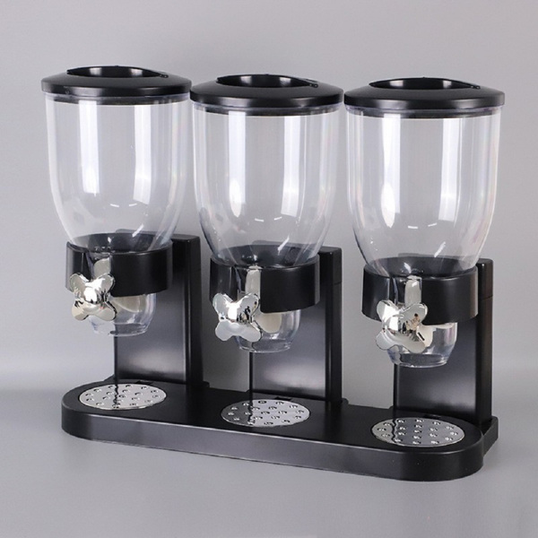 Triple Food Dispenser Cereal Containers Storage Container Dispenser Countertop For Candy Nut Grain Granola Snack-1