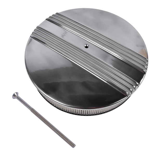 空气滤清器 14" x 3" Half Finned Aluminum Air Cleaner With Recessed Base and Paper Element Polished-3
