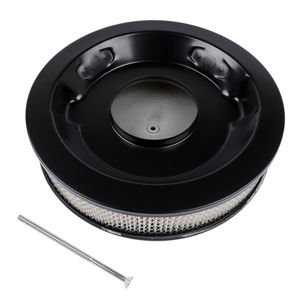 空气滤清器 14" x 3" Half Finned Aluminum Air Cleaner With Recessed Base and Paper Element Black-7
