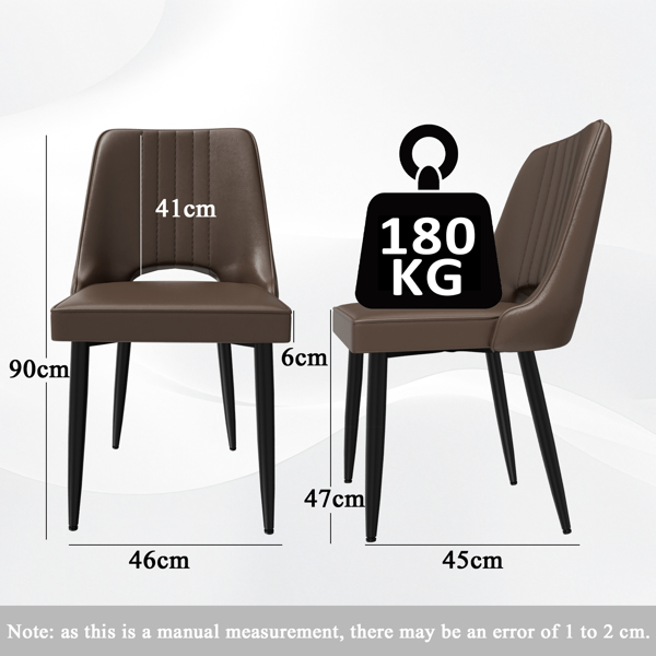Dining Chairs with Cut-Out Backrest, Modern Kitchen Chair, Scandinavian Faux Leather Chair with High Back for Living Room Kitchen-2