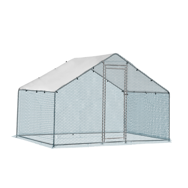 2*3*2m/6.5x9.8x6.5 ft 尖顶鸡舍 180gPE雨布 金属 铁鸡兔笼-2
