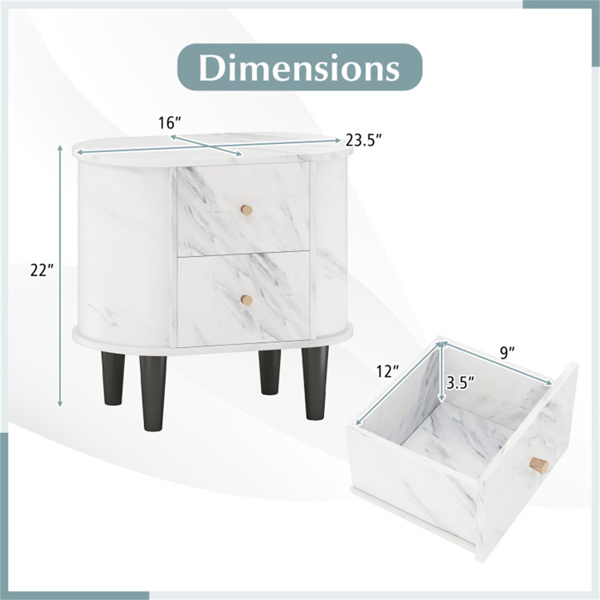 White Nightstand with Drawers  -5