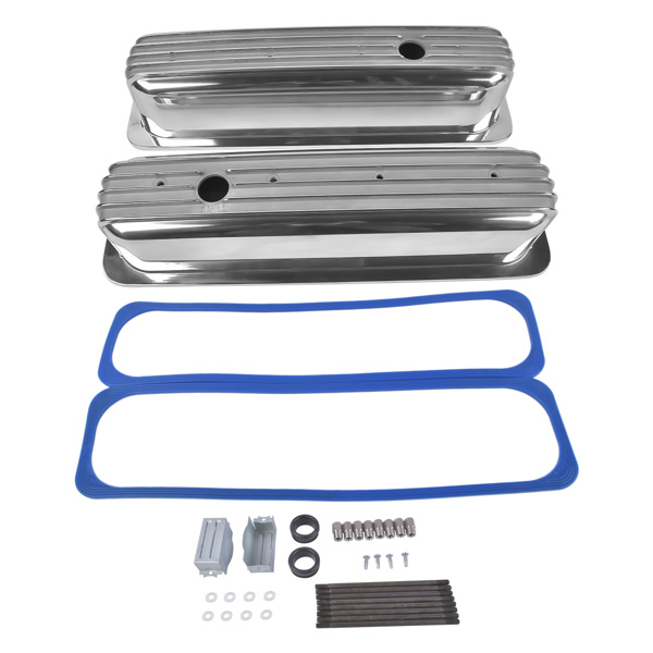气门室盖 Tall Aluminum Finned Vortec Valve Covers Polished Center Bolt for Chevy SBC 283 305 327 350 1987-1997-4
