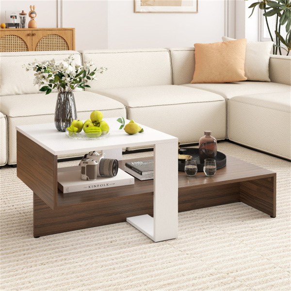 Double layered dual color coffee table-1