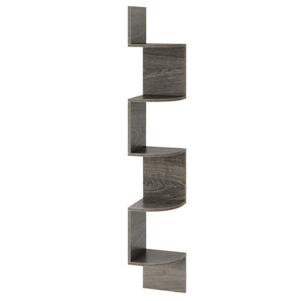 5-layer Oak wall mounted corner stand/bookshelf-2