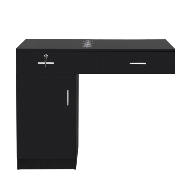 15 PCT E0 Particleboard Pitted Surface 2 Drawers 1 Lock 1 Door 3 Hair Dryer Salon Cabinet Black【Same code 63082170】-1