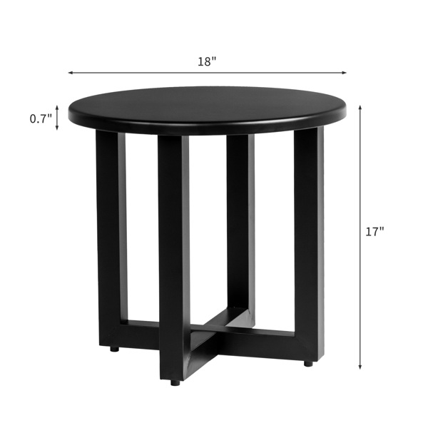 Outdoor Metal Round Table, Weather Resistant Patio End Table Side Table Coffee Bistro Table for Indoor Outdoor, Black-2