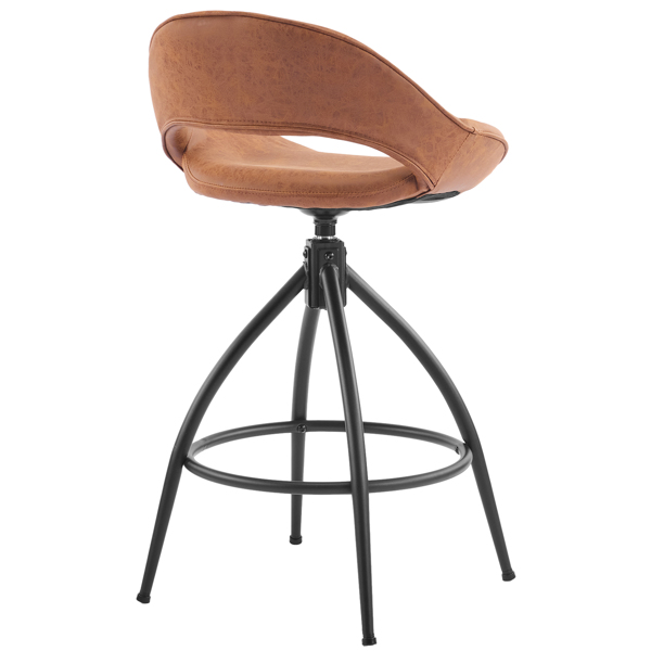 2pcs hollow backrest PU spray-coated bent iron feet bar stool brown with swivel-9