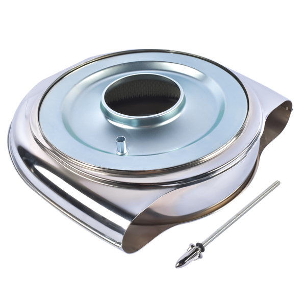 空气滤清器 Round Chrome Air Cleaner Steel Housing Silver with Paper Filter for 5 1/8" Neck-4