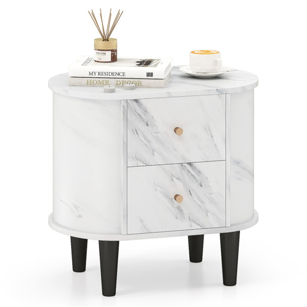 White Nightstand with Drawers  -1