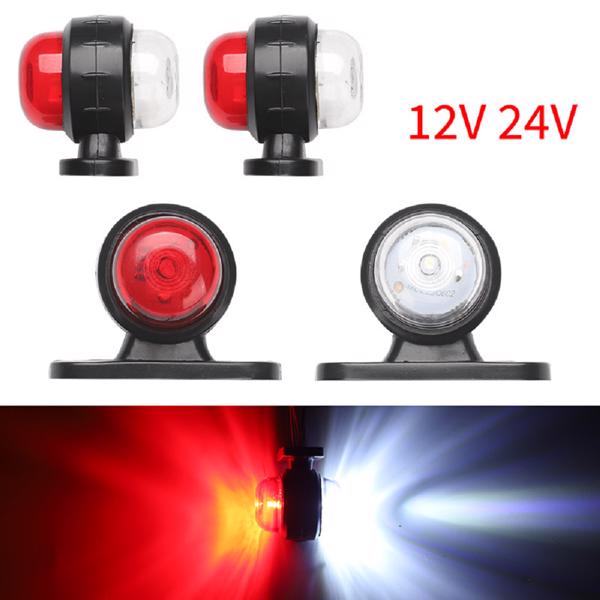 (4pcs) 小双面信号灯12V--24V货车边灯卡车边灯 白+红-1