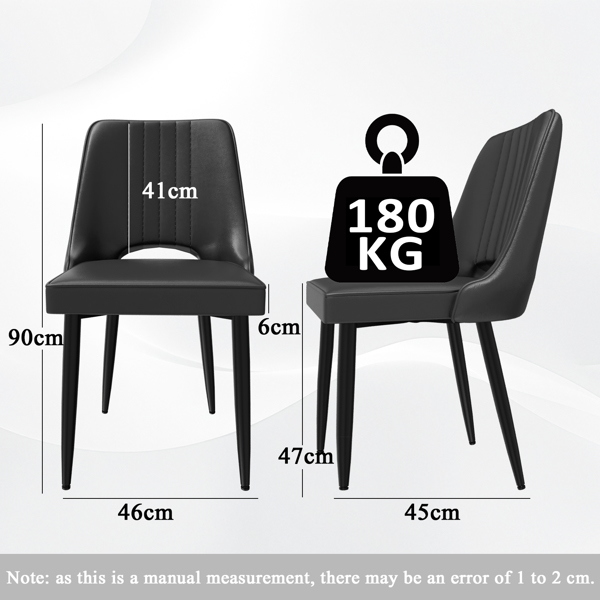 Dining Chairs with Cut-Out Backrest, Modern Kitchen Chair, Scandinavian Faux Leather Chair with High Back for Living Room Kitchen-2