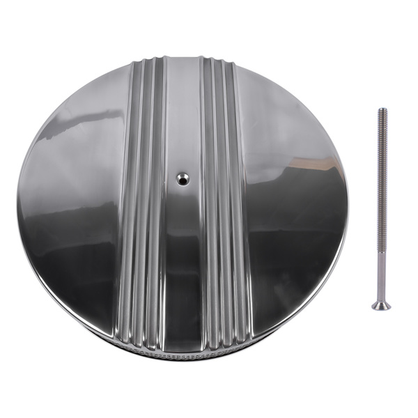 空气滤清器 14" x 3" Half Finned Aluminum Air Cleaner With Recessed Base and Paper Element Polished-2