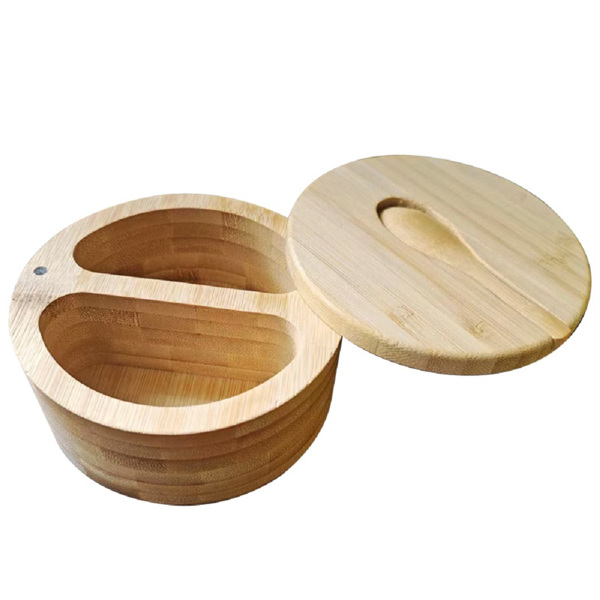 Bamboo Salt Cellar， Salt Container-5