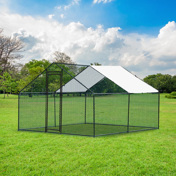 3*3*2m/9.8x9.8x6.5 ft 黑色 尖顶 拼接 180gPE雨布 镀锌管 电泳 铁鸡兔笼-13