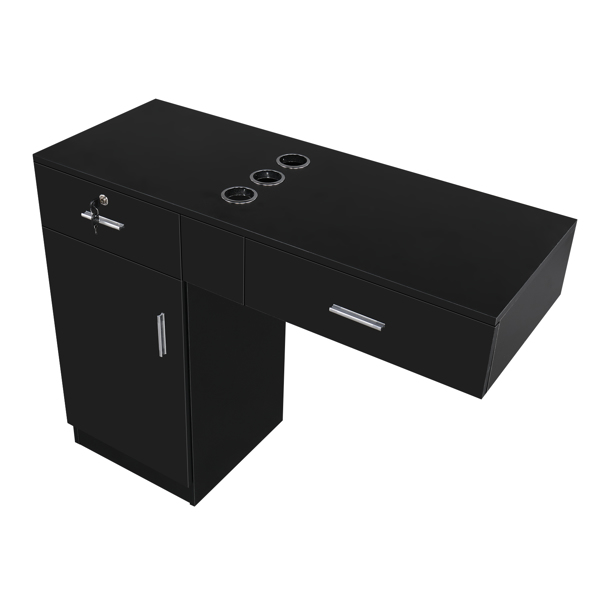 15 PCT E0 Particleboard Pitted Surface 2 Drawers 1 Lock 1 Door 3 Hair Dryer Salon Cabinet Black【Same code 63082170】-17