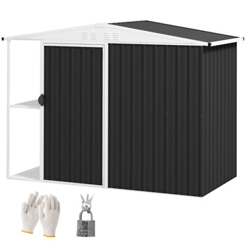 钢制仓库花园工具房7\\'x 4\\'白色-AS （ Amazon Shipping）（WalMart禁售）（周末不发货）
