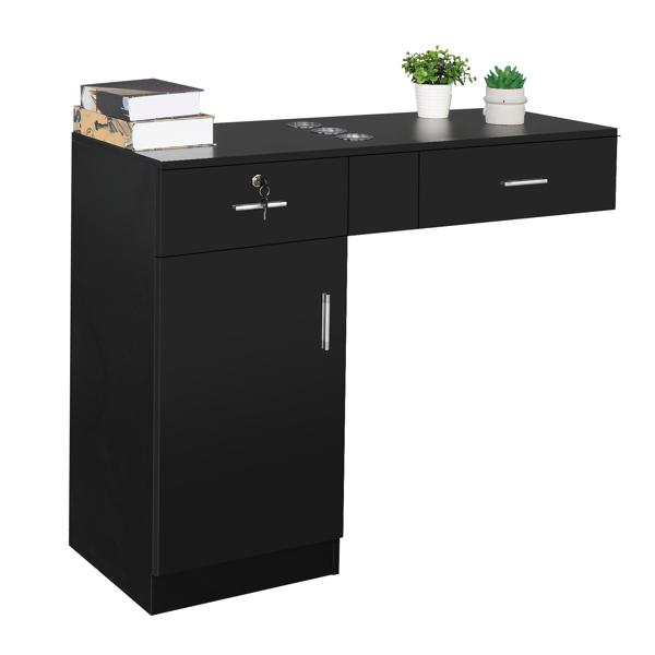 15 PCT E0 Particleboard Pitted Surface 2 Drawers 1 Lock 1 Door 3 Hair Dryer Salon Cabinet Black【Same code 63082170】-4