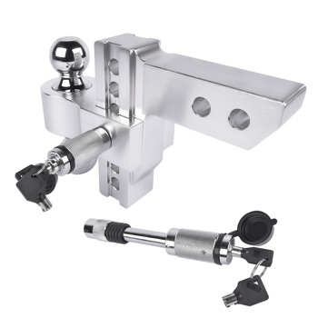 拖车挂接装置 12500 LBS Aluminum Adjustable Trailer Tow Hitch Fits 2-Inch Receiver 6-Inch Drop/Rise, 2" and 2-5/16" Chrome Hitch Balls with Two Locks