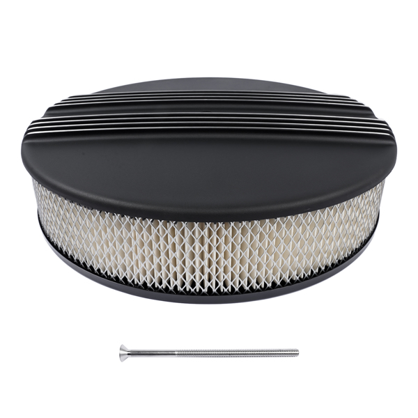 空气滤清器 14" x 3" Half Finned Aluminum Air Cleaner With Recessed Base and Paper Element Black-1