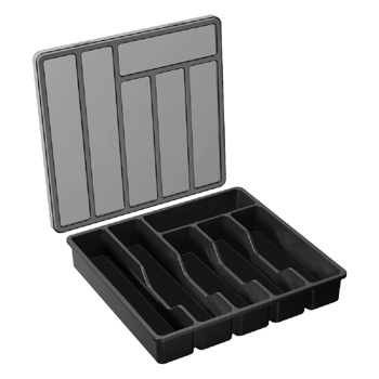 厨房抽屉盖餐具托盘Covered Utensil Tray Kitchen Drawer 带盖黑色