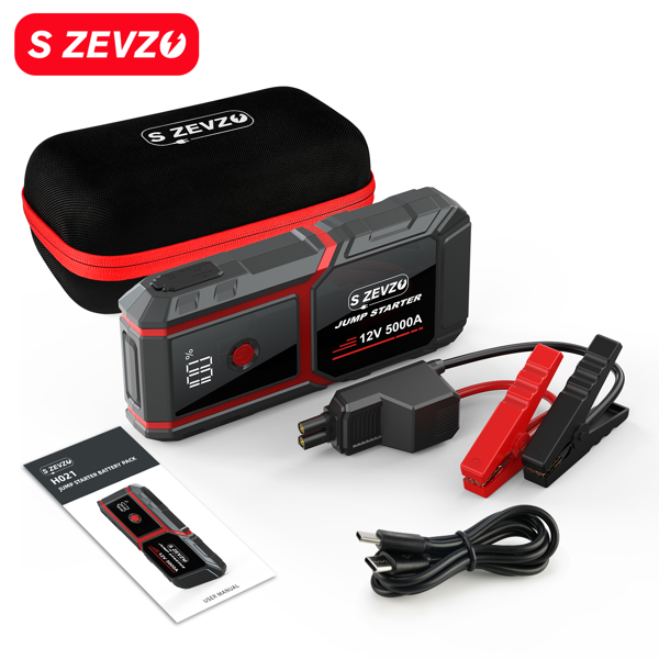 （Amazon: Prohibited,No weekend orders.）5000A Car Jump Starter Booster Jumper Power Bank Battery Charge 16000mAh Portable Jump Starter Battery Jump Box with LED Light-4