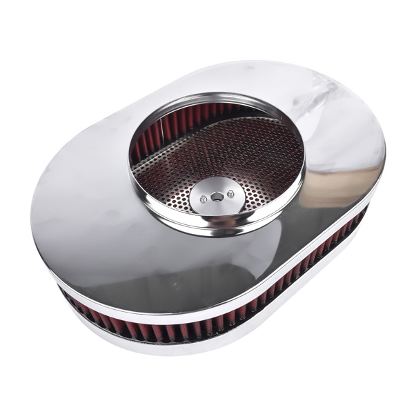 空气滤清器 12″ x 2'' Oval Air Cleaner Super Flow Washable Element Red for Chevy Ford Classic 5-1/8 Carb Neck 4 Barrel-5