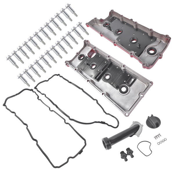 气门室盖 Pair of Left and Right Engine Valve Cover w/ Gasket for Infiniti FX45 M45 Q45 2002-2010 13264AR010 Red 2Pcs-2