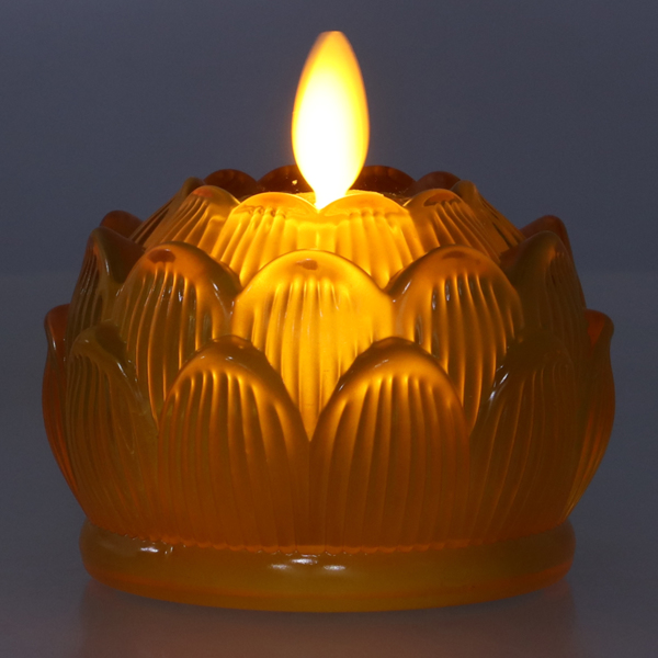 琉璃佛前灯led莲花灯法会供佛灯电子蜡烛台电池佛供灯长明灯（规格：小号）（出货不带电池）-10