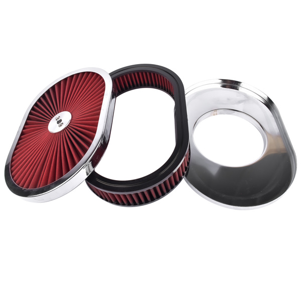 空气滤清器 12″ x 2'' Oval Air Cleaner Super Flow Washable Element Red for Chevy Ford Classic 5-1/8 Carb Neck 4 Barrel-4