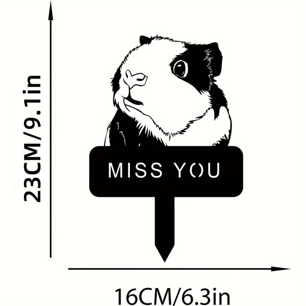 Exquisite Guinea Pig and Hamster Memorial Metal Yard Stake - A Graceful Decor Piece, Perfect for Commemorating Your Beloved Pets, Outdoor Statue Alternative.Garden Stakes-2