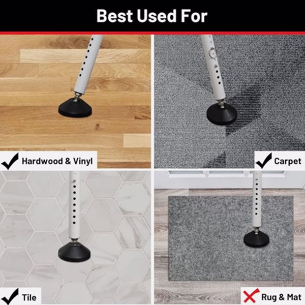 Tür Sicherheitsstange, Weiß 1-Pack Erweiterter Sicherheitsstange für Türen, Heavy Duty Türsicherung, Einstellbarer Balkontür Sicherung, Einbruchschutz Fenster, Tür Sicherheit für Zuhause, Wohnung-8