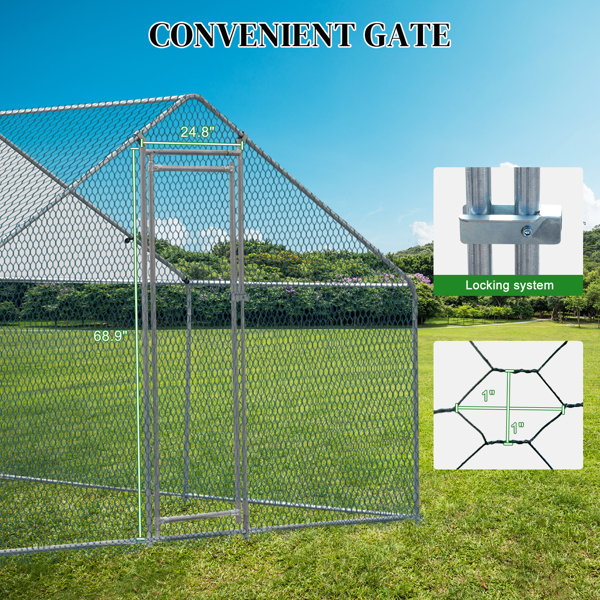 3*3*2m/9.8x9.8x6.5 ft 尖顶鸡舍 180gPE雨布 金属 铁鸡兔笼-5