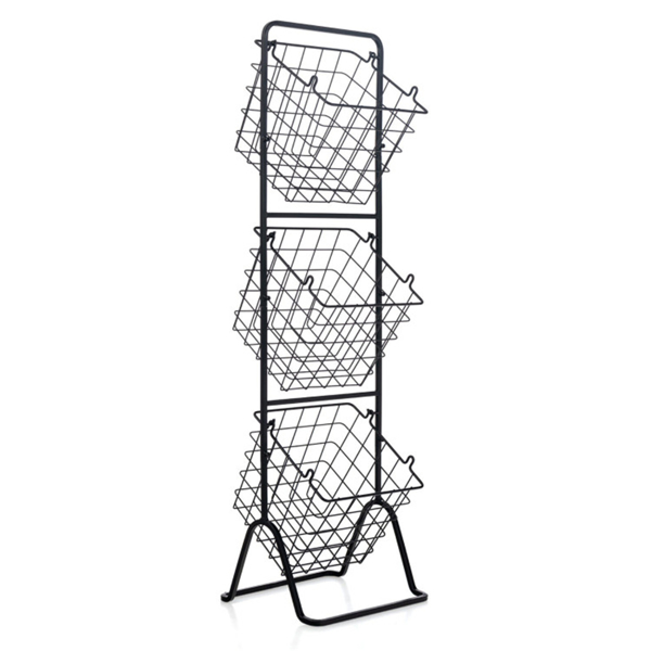 3-Tier Fruit Basket Stand - Removable Wire Bowls, Convertible to 1/2 Tier, Steel Frame with Non-Slip Pads, Black-4