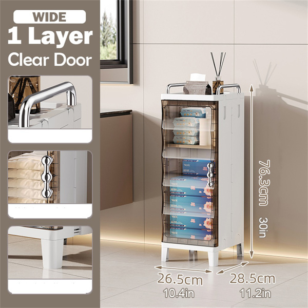 Small Narrow Storage Cabinet with Doors and Shelves Slim Waterproof Bathroom Storage Organizers Skinny Plastic Freestanding Cabinets Gap Spaces Saver for Kitchen Laundry Room Bedroom-2