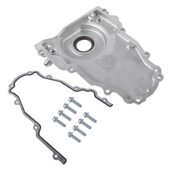 Timing Cover w/ 10AN Turbo Oil Drain Fittings Fit for LS Gen 3 4.8L 5.3L 5.7L 6.0L-5
