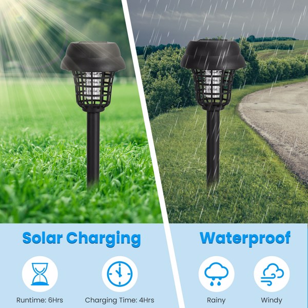 Outdoor Solar Bug Elimination Torches (Set of 4) – UV Light & White Light,  532 V Grid, IPX Waterproof, Easy-Install Lawn Stakes for Yard, Camping, Picnic-7