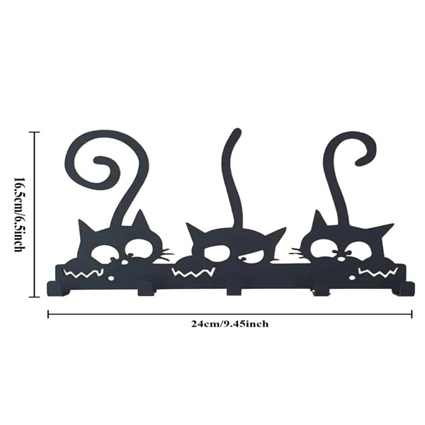 Rustic - Style Wall - Mounted Black Metal Key and Coat Holder with Hooks, Perfect for Hanging Coats, Hats, and Apparel, Utility Hooks.-2