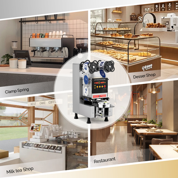 Cup Sealing Machine, Fully Automatic Cup Sealer Machine 500-650 Cups/H, Electric Cup Sealing Machine 88/89/90/95mm with LCD Digital Control, Cup Sealer for Bubble Milk Tea Coffee,Silver -8