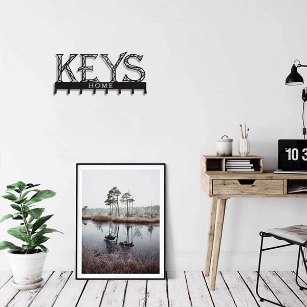 1pc Metal Wall - Mounted Key Holder Hook: A Stylish Decorative Wall Decoration. The Punching/Adhesive Installation Storage Solution Ensures Easy and Neat Key Organization.Wall Sculptures.-9