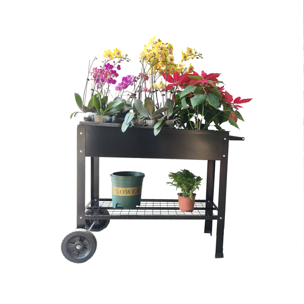 Mobile Metal Raised Garden Bed Cart with Legs, Elevated Tall Planter Box with Wheels for Outdoor Indoors House Patio Backyard Vegetables Tomato DIY Herb Grow Black -14