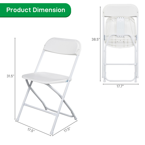 【Replace 10995986】10pcs Injection Molding Classic Garden Plastic Folding Chair White-10