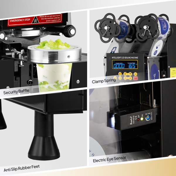 Cup Sealing Machine Full Automatic, Electric Cup Sealer 500-600 Cups/H, Bubble Tea Machine with LCD Intelligent Display, 88/89/90/95 mm Cup for Bubble Milk Tea Coffee Black -6