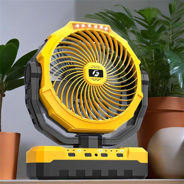 24000mAh Camping fan Rechargeable Battery Operated Fan 9inch 4 Speeds Usb Table fan Yellow-1