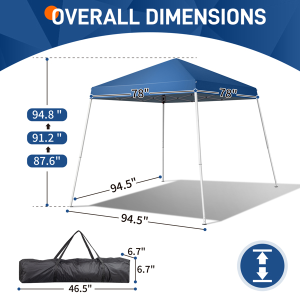 2.4 x 2.4m Portable Home Use Waterproof Folding Tent Blue-5