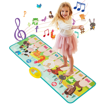 Kids Piano Play Mat with Animal Sounds - 10 Music Keys, Foldable for Outdoor Use, Soft & Easy to Clean (3+ Years) 