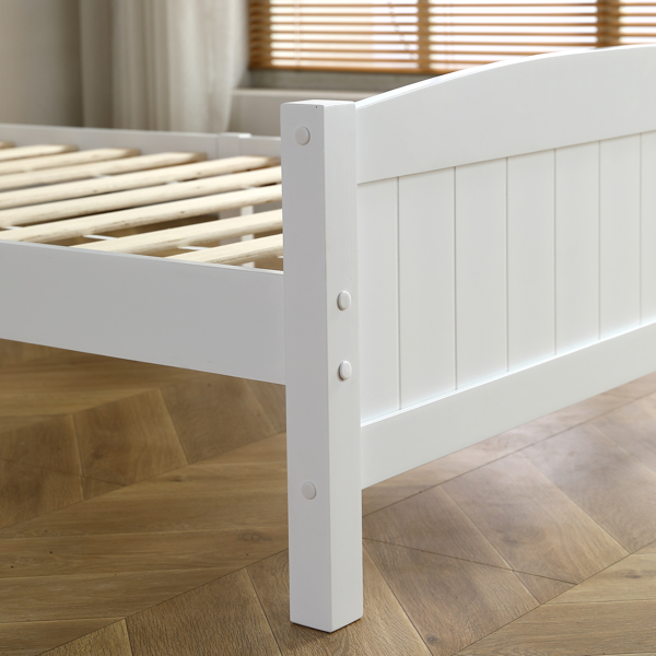 FCH Twin Pine Single-Layer Core Vertical Stripe Full-Board Curved Bed Head With The Same Bed Foot White Wooden Bed-17