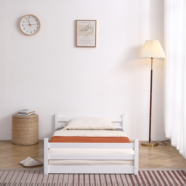FCH Short-Legged Double-Layer Head And Tail Cross Brace Guardrail Straight Ladder Twin Pine Can Be Split Into a Single-Layer Bed Wooden Bed White-44