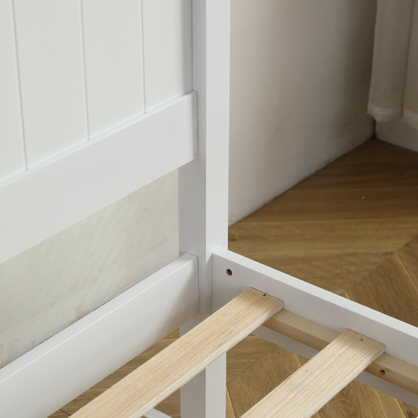 FCH Twin Pine Single-Layer Core Vertical Stripe Full-Board Curved Bed Head With The Same Bed Foot White Wooden Bed-11