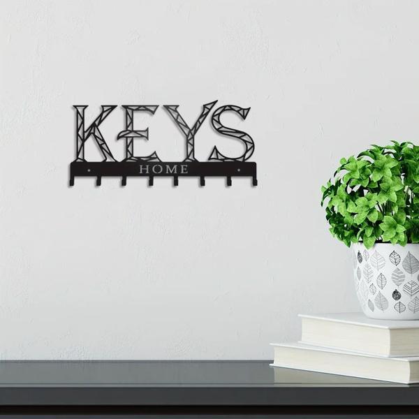 1pc Metal Wall - Mounted Key Holder Hook: A Stylish Decorative Wall Decoration. The Punching/Adhesive Installation Storage Solution Ensures Easy and Neat Key Organization.Wall Sculptures.-12
